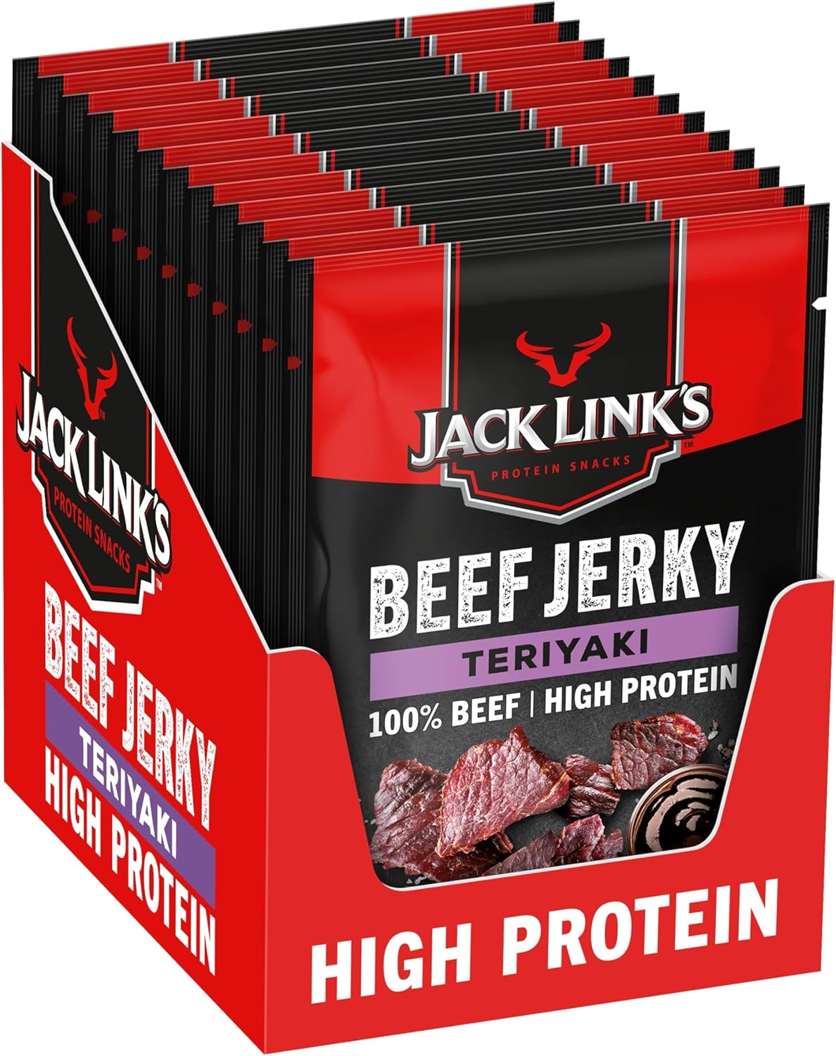 Jack Link'S Beef Jerky, Original Flavour High Protein Meat Snack, Multipack Box of 12 X 25G Packs Link Snacks Inc