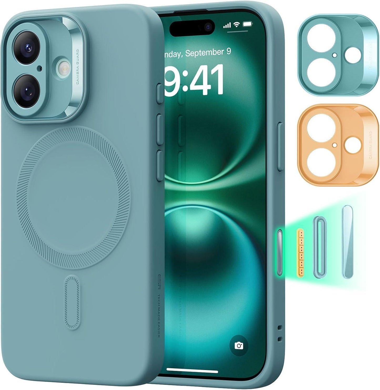 ESR iPhone 17 Pro Case Military-Grade Drop Protection Shock-Absorbing Air Guard Corners Camera Control Cover Magsafe Compatible Hybrid Series Clear Acrylic Magnetic Wireless Casing