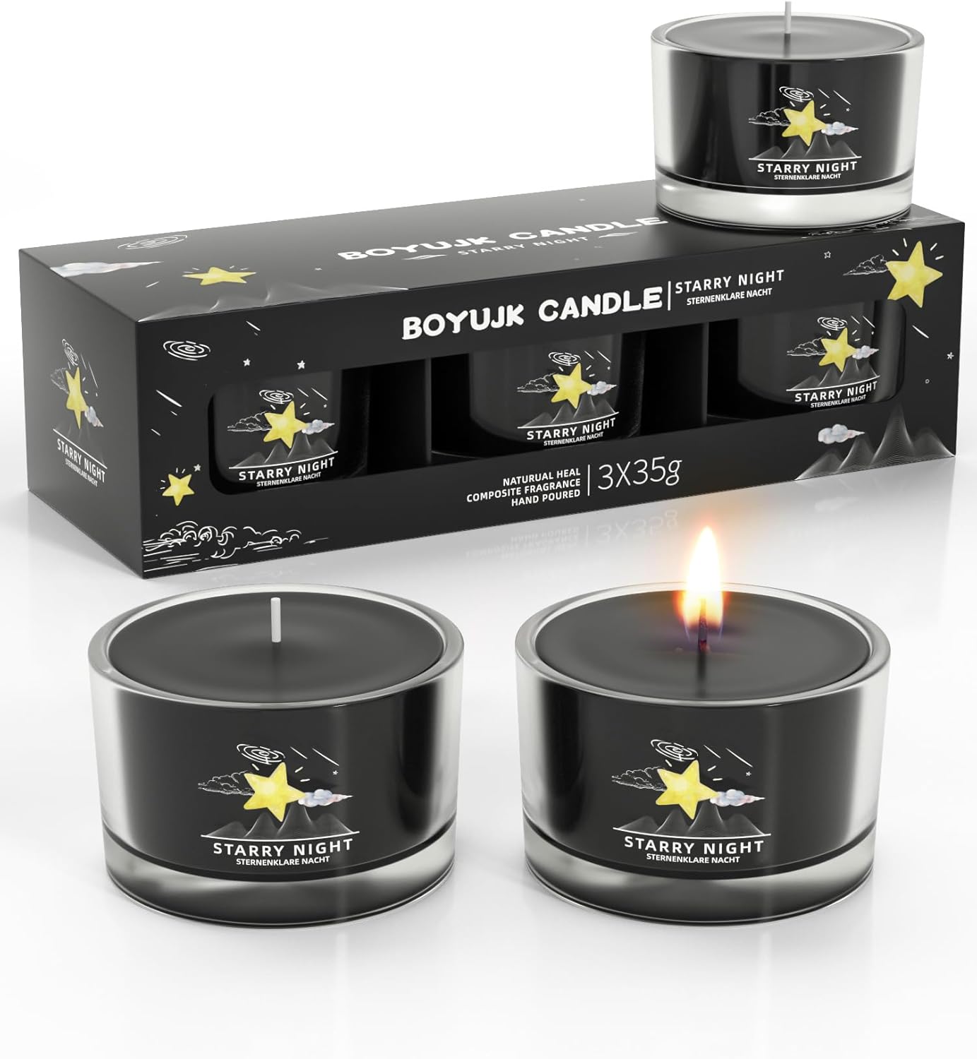 BOYUJK Scented Candles Gift Set for Anxiety | 3 Scented Filled Votive Candles | Relaxation Gifts for Women (Pink Season Collection)