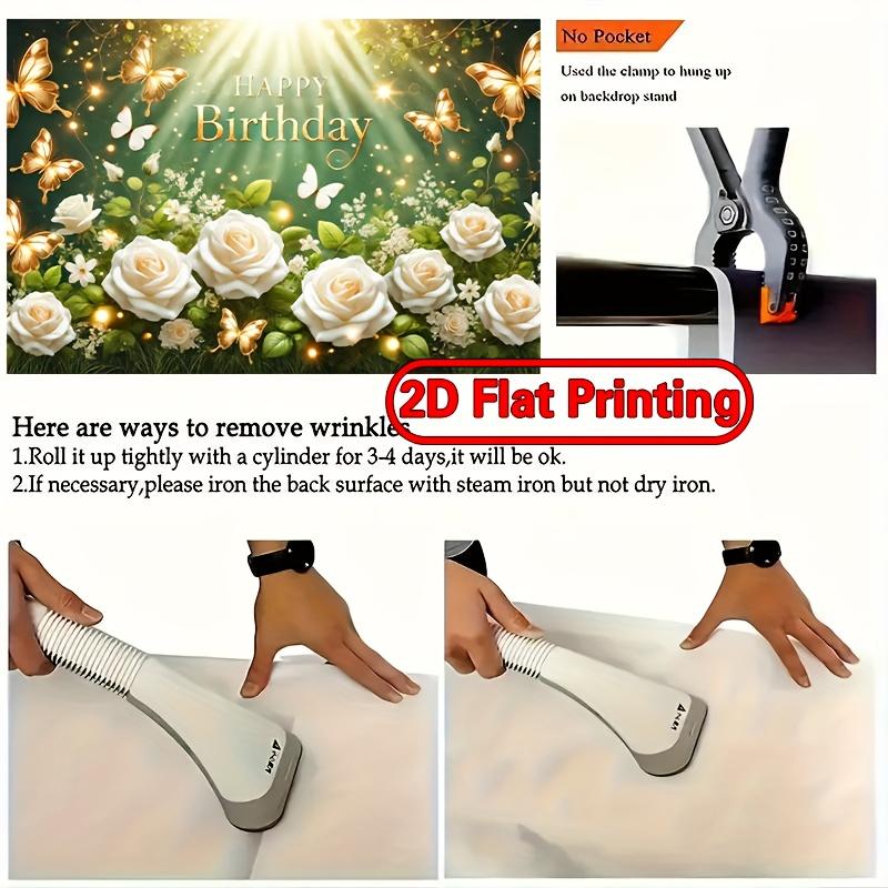 2D FLAT Printing Banner, 1pc Vibrant Polyester Backdrop with Golden Butterflies & White Roses - Perfect for Birthdays, Weddings, and Holiday Celebrations, Easy Setup & Reusable, 243.84x182.88cm, Holiday Backdrop | Golden Butterfly Design