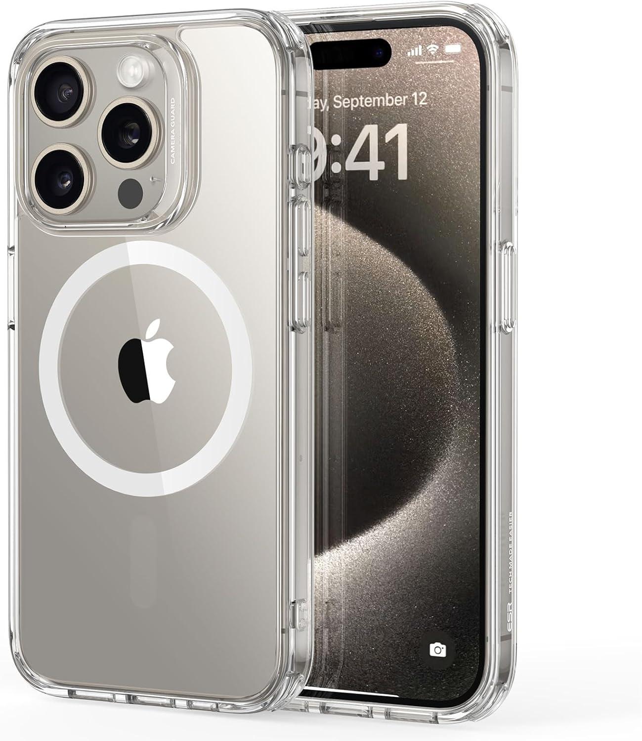 ESR iPhone 17 Pro Case Military-Grade Drop Protection Shock-Absorbing Air Guard Corners Camera Control Cover Magsafe Compatible Hybrid Series Clear Acrylic Magnetic Wireless Casing