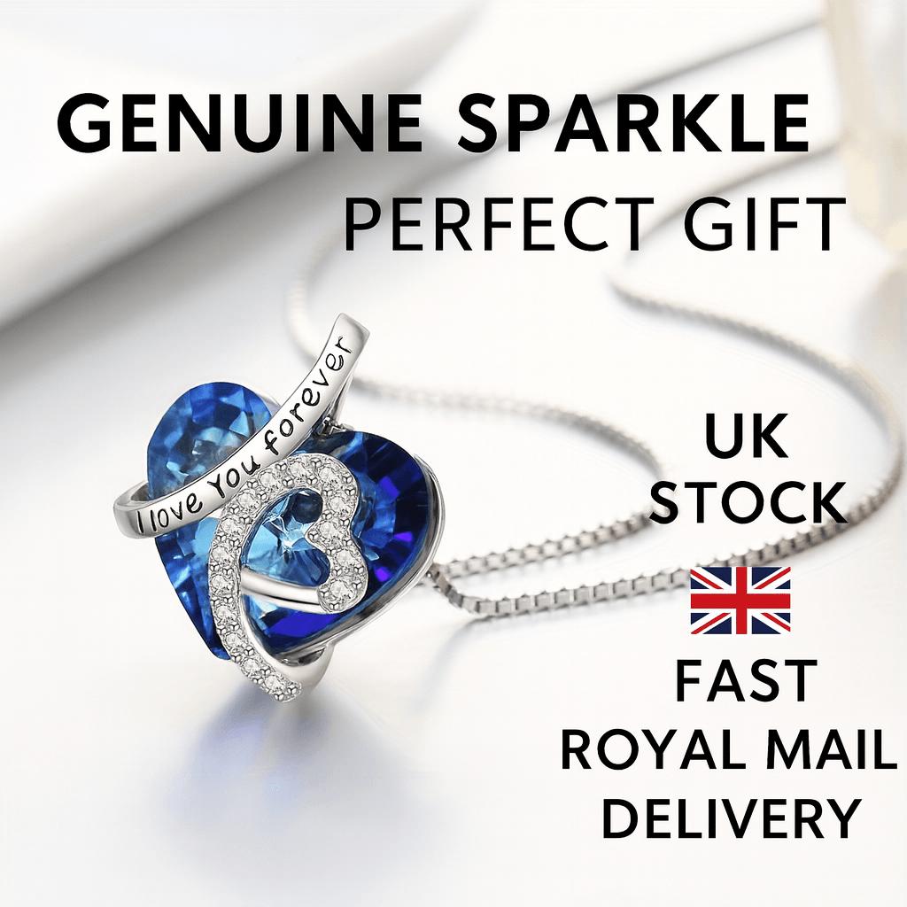 Genuine 925 Sterling Silver Heart Necklace Women Gift I Love You Pendant Girls