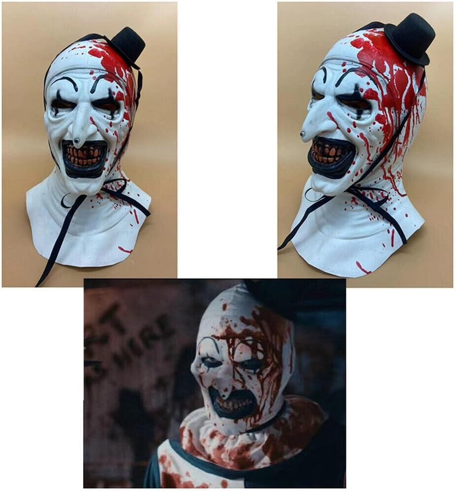 NEW-YIJUNSHUN Adult Terrifier Art the Clown Mask Art the Clown Terrifier Costume Terror Masks Scary the Killer Clown Joker Mask Halloween Cosplay Full Head Costume Props NYJS