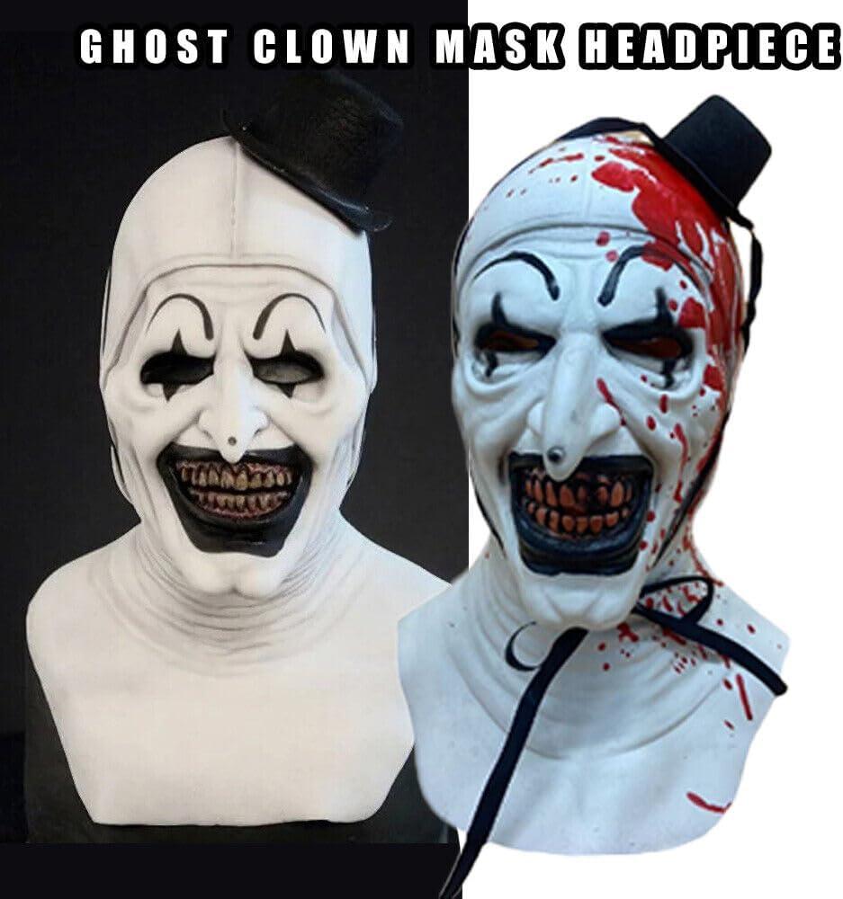 NEW-YIJUNSHUN Adult Terrifier Art the Clown Mask Art the Clown Terrifier Costume Terror Masks Scary the Killer Clown Joker Mask Halloween Cosplay Full Head Costume Props NYJS