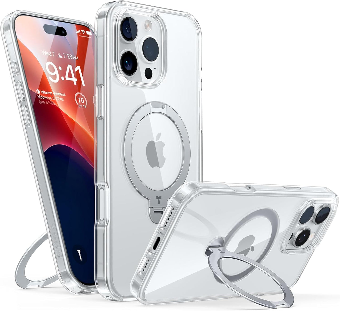 TORRAS Ostand Q3 Spin for iPhone 17 Pro Max Case – 360° Rotating Ring Stand, Camera Button Guard, 12FT Drop Protection, MagSafe Compatible, Black Smartphone Casing