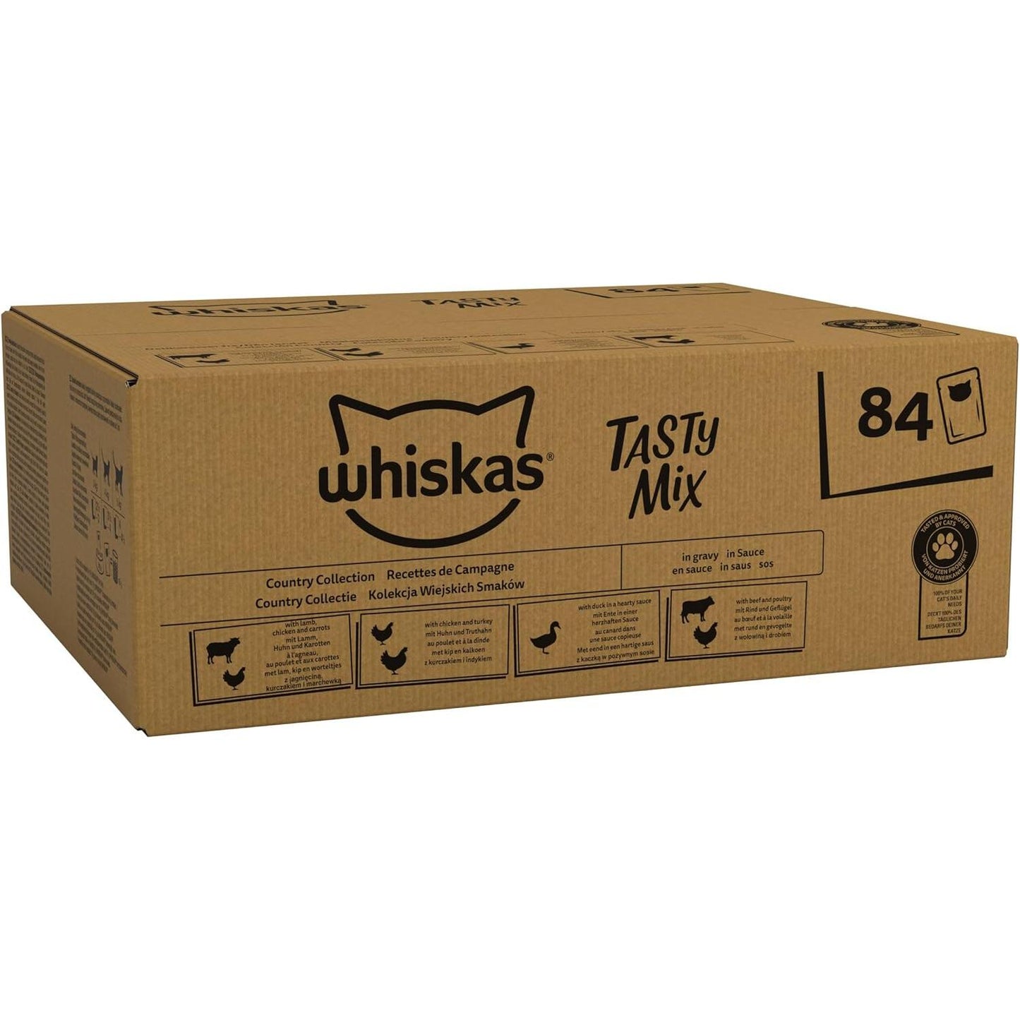 Whiskas 1+ Adult Classic Selection in Gravy 84 Pouches, Adult Wet Cat Food, Megapack (84 X 85 G) whiskas