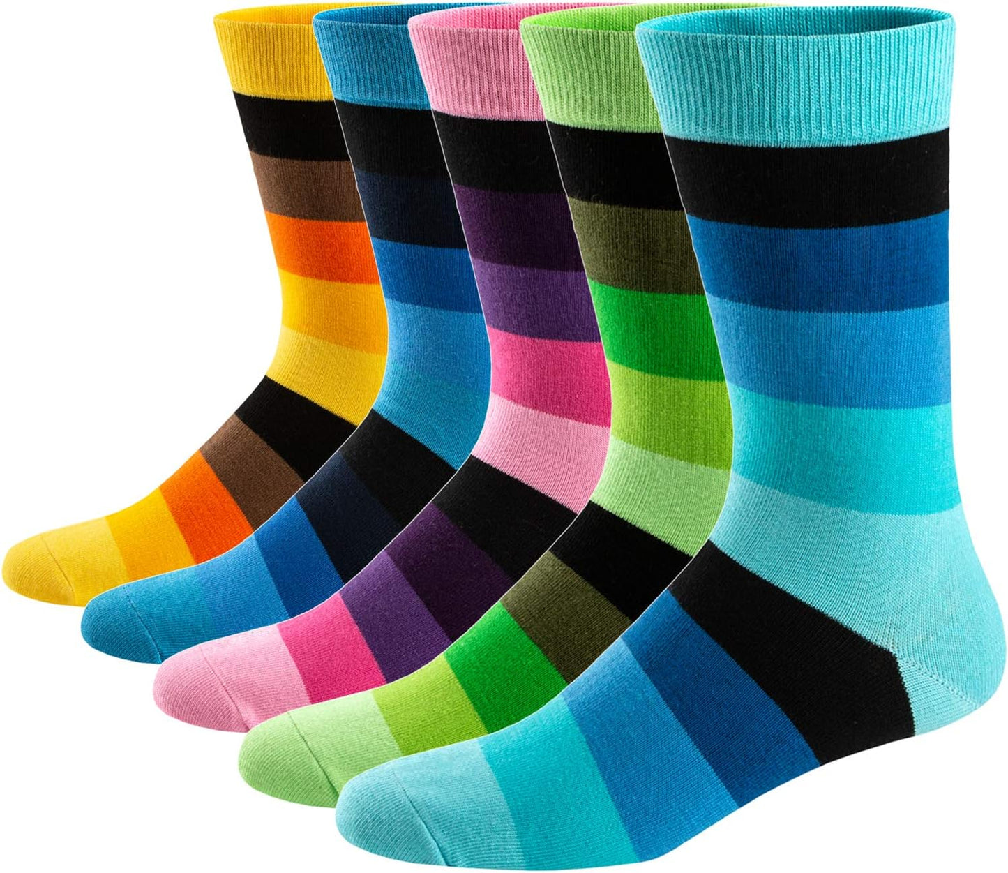 Ueither Men'S Fun Dress Socks Colorful Funky Patterned Cotton Crew Socks