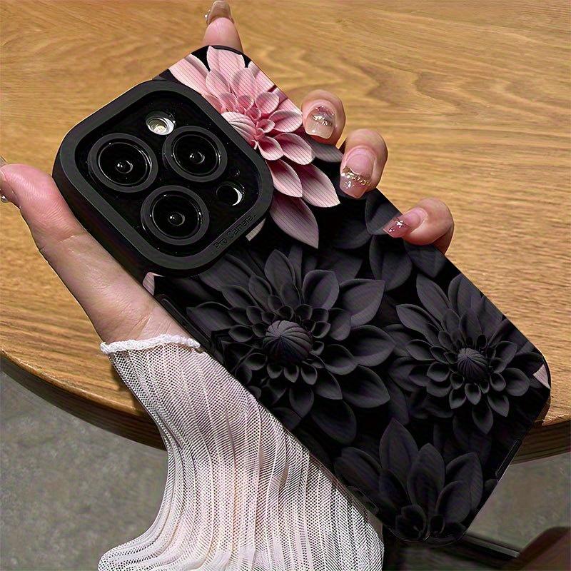 Pink And Black 3D Floral Pattern Phone Case Iphone 17 , AIR, ,Pro , Pro Max Designed to Be Shockproof, Dirt-Resistant, And Provide Full Protection, Smartphone Case, Mobile Phone Love Vertical, Case Max, Aesthetic Ph, Carnation Case For