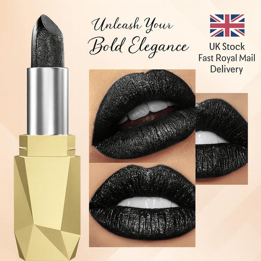 Halloween Waterproof, Long-Lasting 1pc Shimmering Black Lipstick | Pearlescent Lip Gloss, Easy to Apply, Non-Sticky Paste for All Skin Types, Shiny Finish