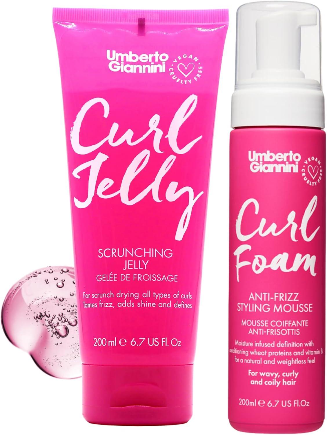 Umberto Giannini Curl Jelly Hair Kit - Includes 4 Products to Wash + Style Your Curls - Cult Favorite Curl Jelly - Shampoo, Conditioner, Curl Cream - for Curls, Waves & Coils