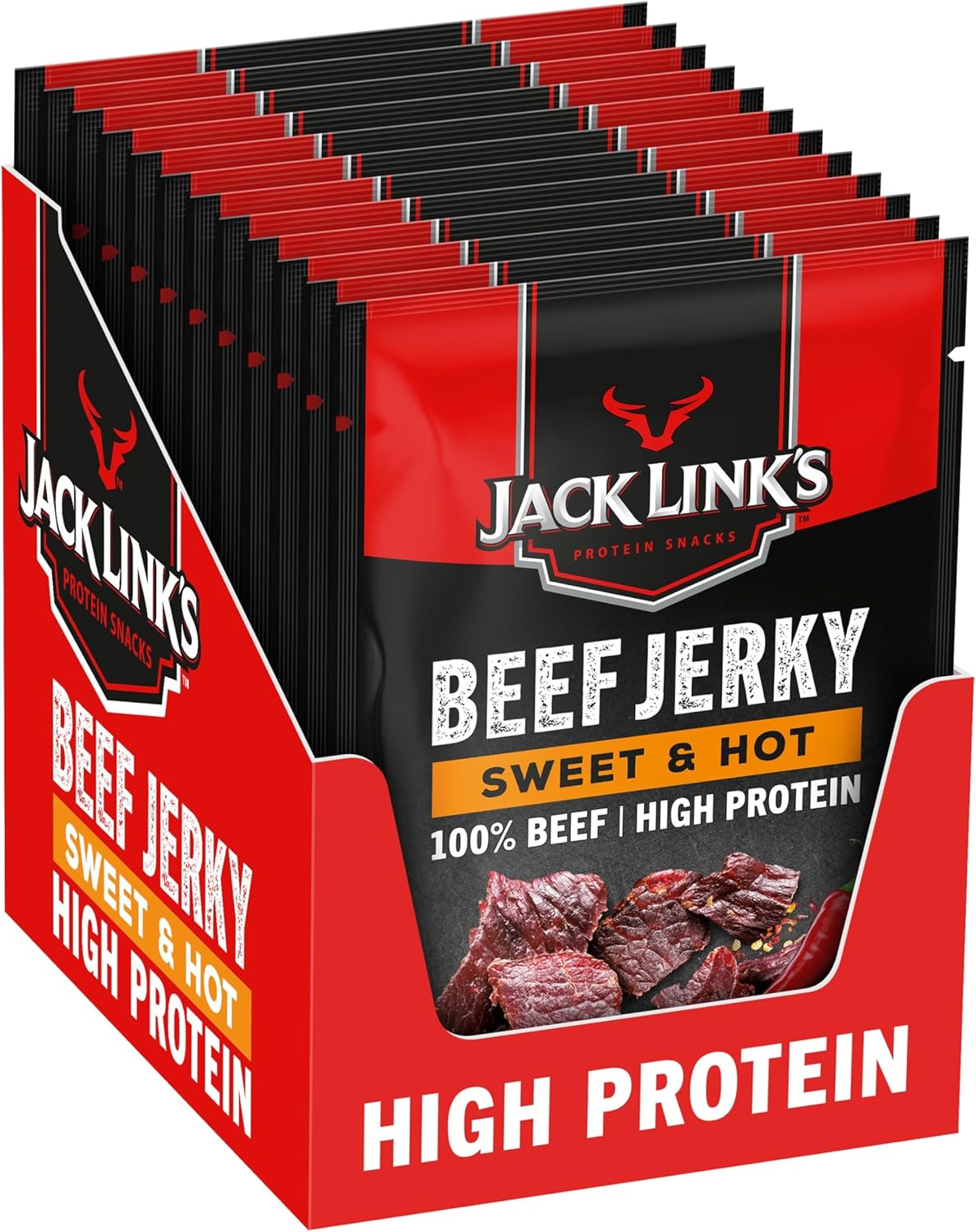 Jack Link'S Beef Jerky, Original Flavour High Protein Meat Snack, Multipack Box of 12 X 25G Packs Link Snacks Inc