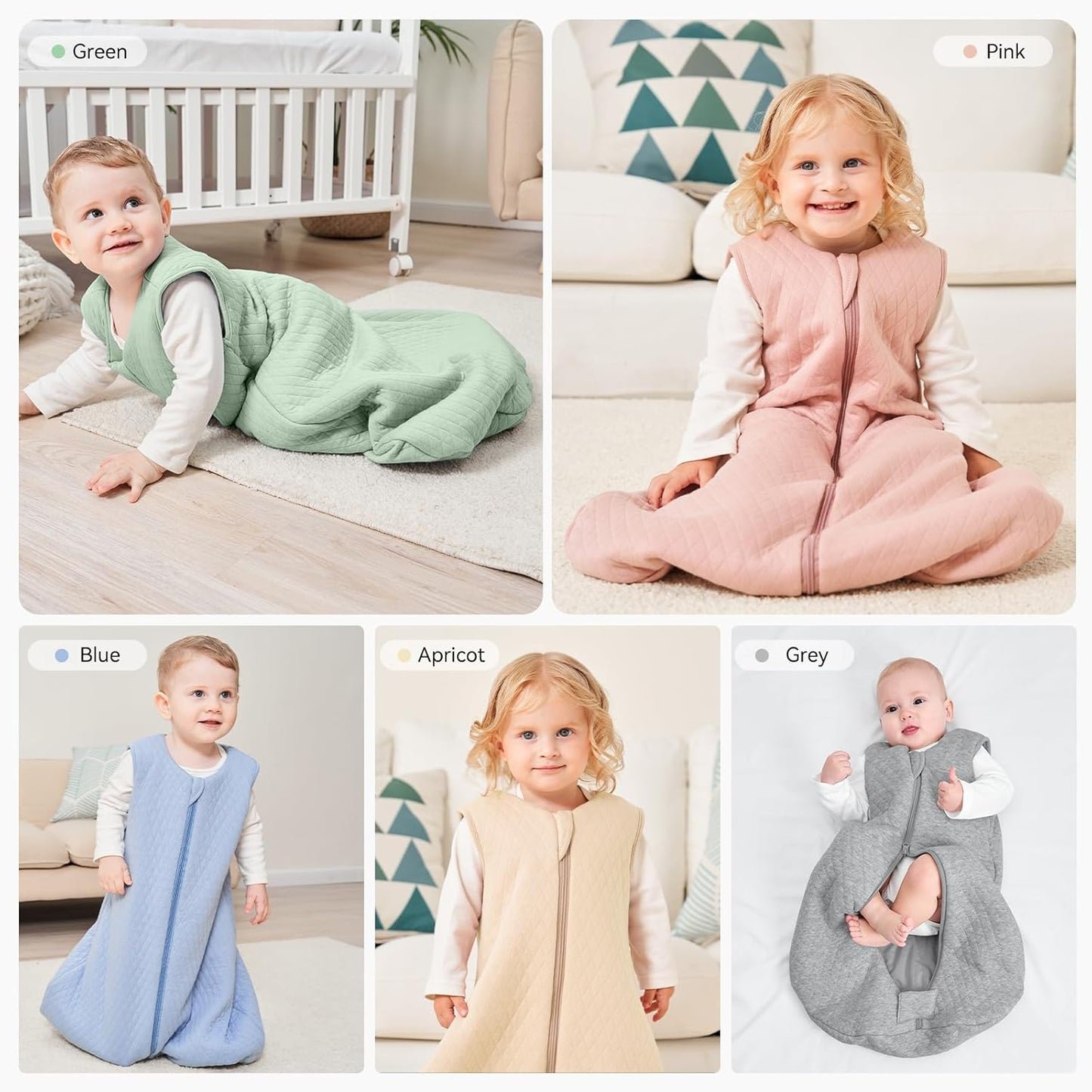 Baby Sleeping Bag 6-12 Months 100% Cotton TOG 2.5 Winter Toddler Sleep Sack Wearable Blanket for Infant Toddler Green