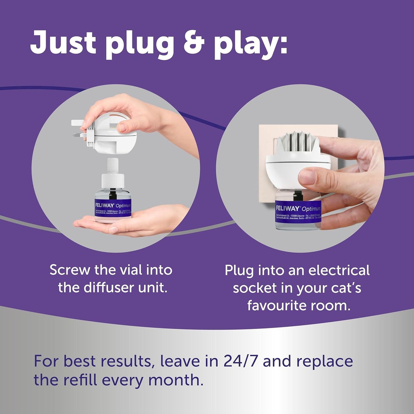 FELIWAY Optimum 30 Day Cat Calming Odourless Plug in Pheromone Diffuser Starter Kit, 48Ml - Helps Solve Signs of Stress in Cats & Kittens, Veterinary Recommended, Drug-Free, Clinically Proven Feliway