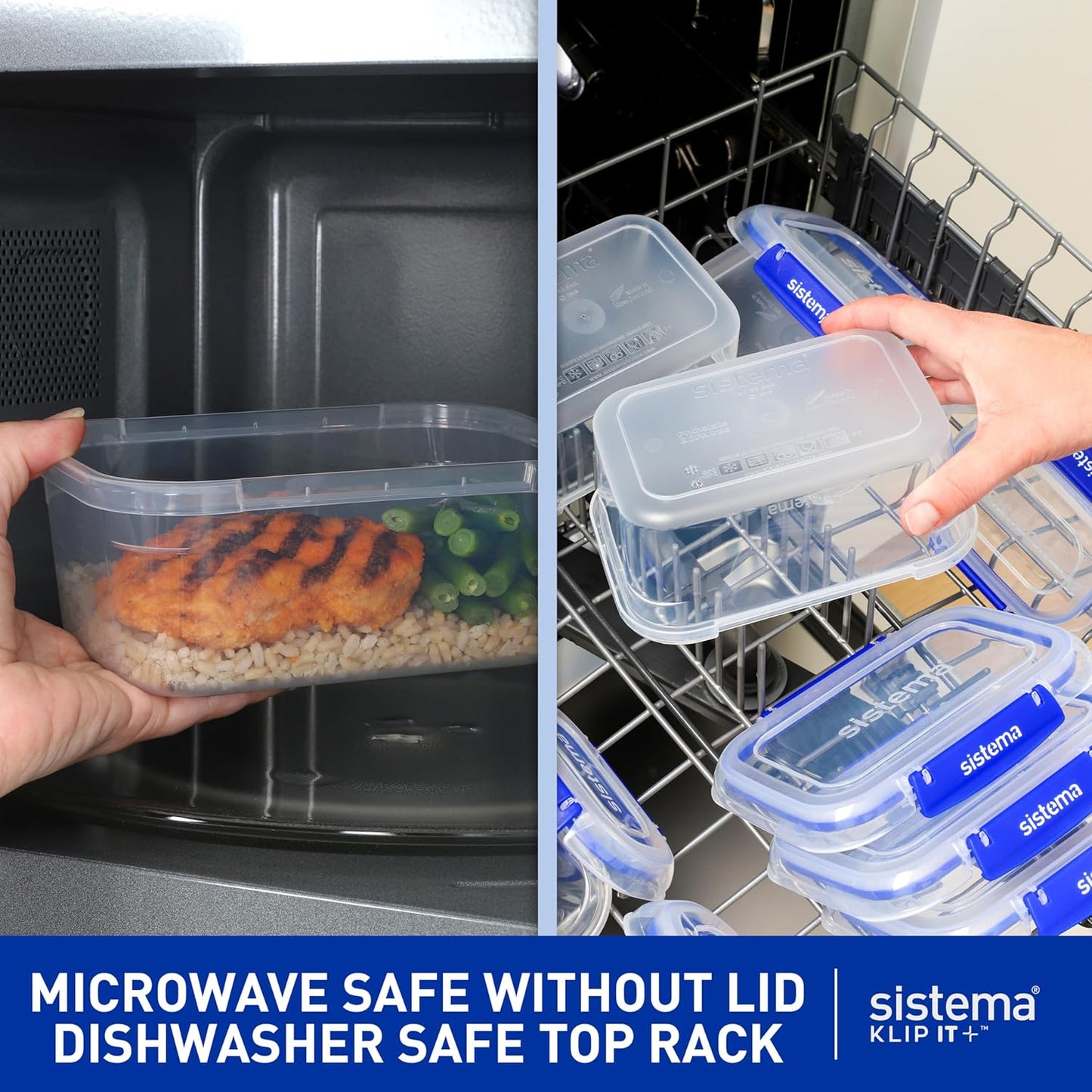 Sistema KLIP IT plus Leakproof Food Storage Containers | 1 L | Airtight, Stackable & Nestable Meal Prep Containers with Lids | School Lunch Boxes | 3 Count Newell Brands