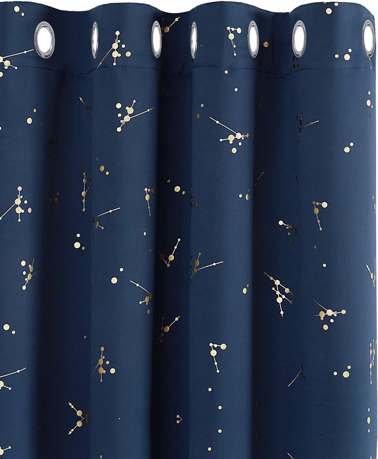 Deconovo Eyelet Blackout Curtains, Gold Constellation Printed Curtains Thermal Insulated