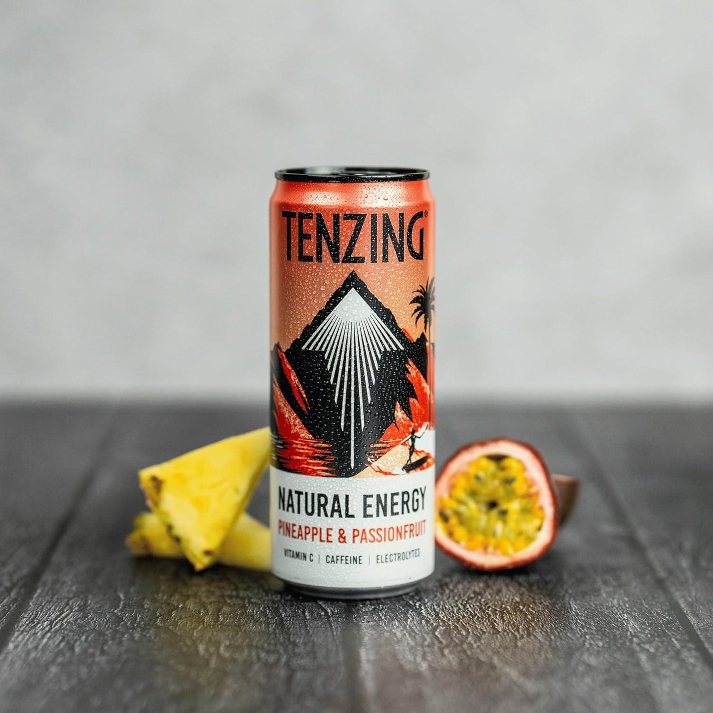 TENZING Natural Energy Drink, Plant Based, Vegan, & Gluten Free Drink, Pineapple & Passionfruit, 330Ml (Pack of 12) - Packaging May Vary Tenzing