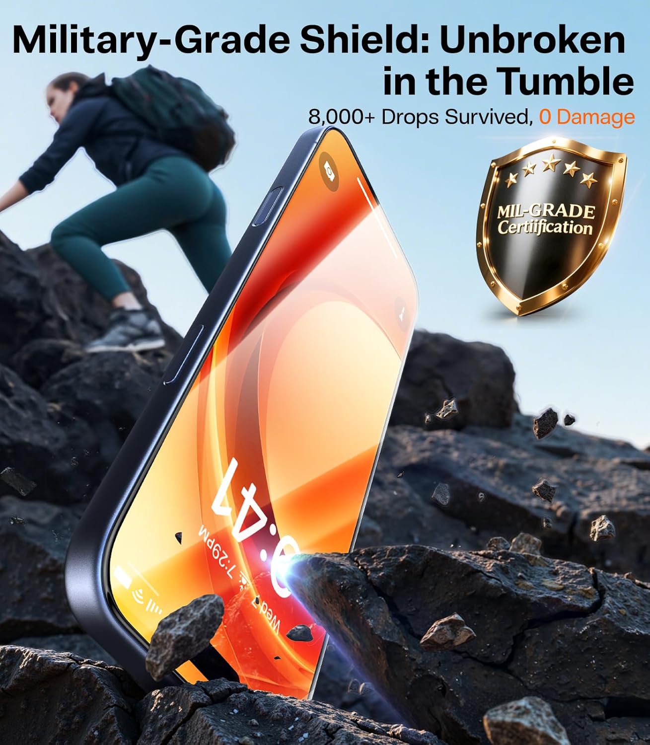 TORRAS for Iphone 17 Pro Screen Protector [12FT Military Grade Shatterproof] UNBREAK TOP 9H+ Glass Screen Protector for Iphone 17 Pro Tempered Glass [Longest Durable] Onestep Auto-Install, 2 Pack
