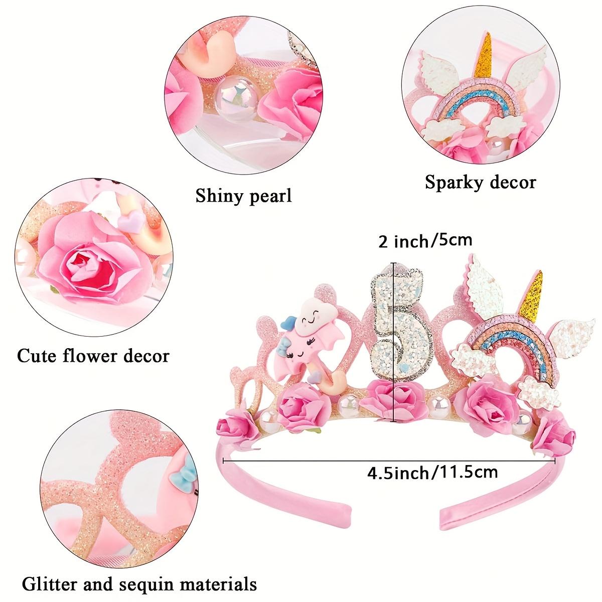 Mermaid Crown with Flower and Unicorn Princess Tiara - Youth Birthday Party Headgear, Festive Party Photo Prop Decoration, Polyester, All-Season Wear, Party Headgear | Cartoon Pattern | Plastic Material, Mermaid Party Decorations