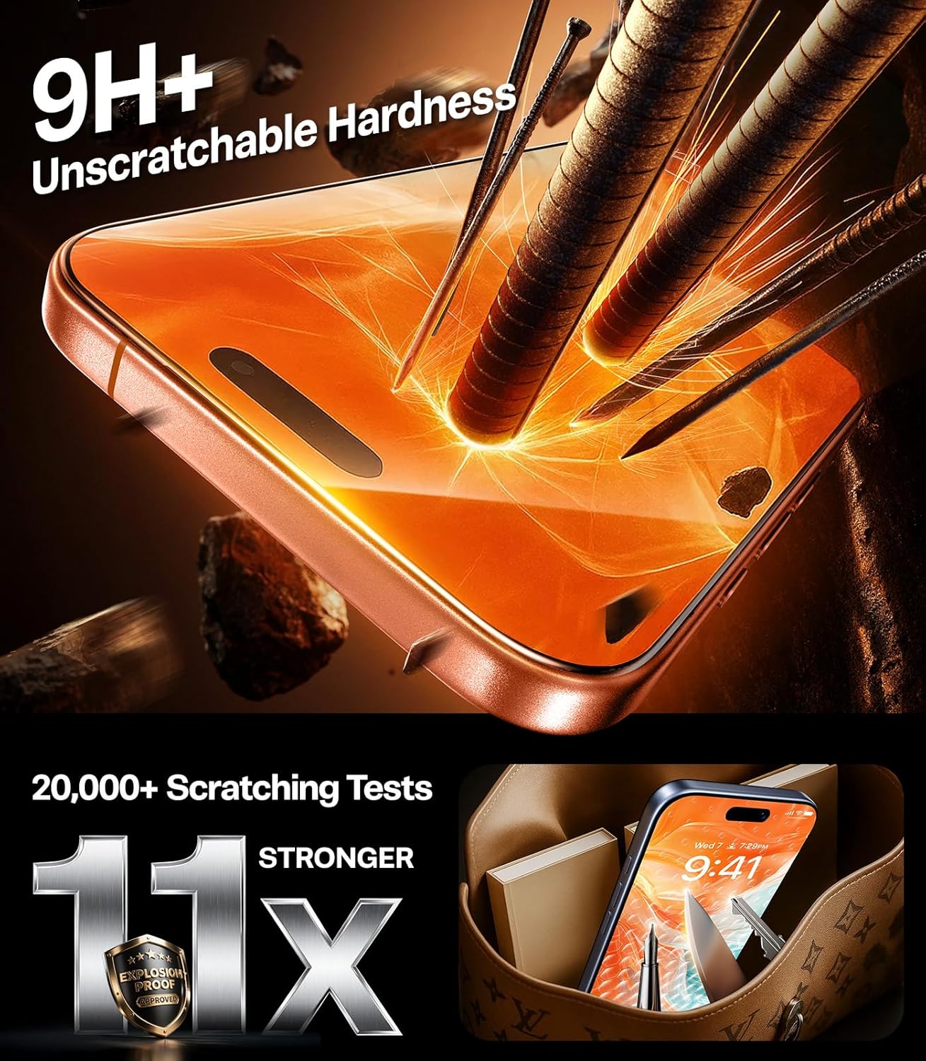 TORRAS for Iphone 17 Pro Screen Protector [12FT Military Grade Shatterproof] UNBREAK TOP 9H+ Glass Screen Protector for Iphone 17 Pro Tempered Glass [Longest Durable] Onestep Auto-Install, 2 Pack