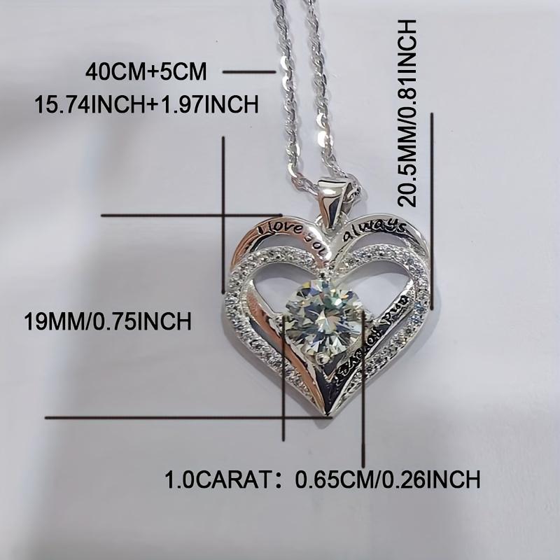 Genuine 925 Sterling Silver Heart Necklace Moissanite Women Love Pendant Gift UK