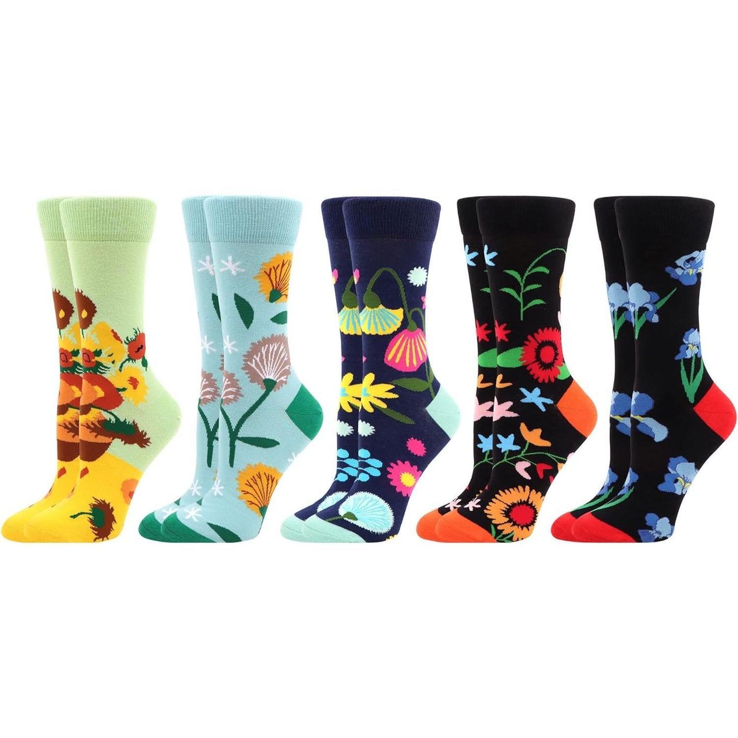 Wecibor 5 Pairs Women'S Funny Colorful Novelty Pattern Combed Cotton Socks WeciBor