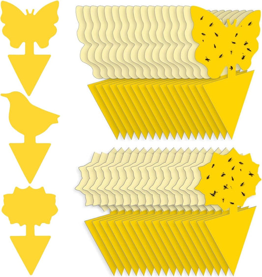90 Pcs Fruit Fly Traps, Double-Sided Fungus Gnat Sticky Fly Catcher for Plant Fly Control Indoor Outdoor Multiple Insects Control - Non-Toxic, Waterproof
