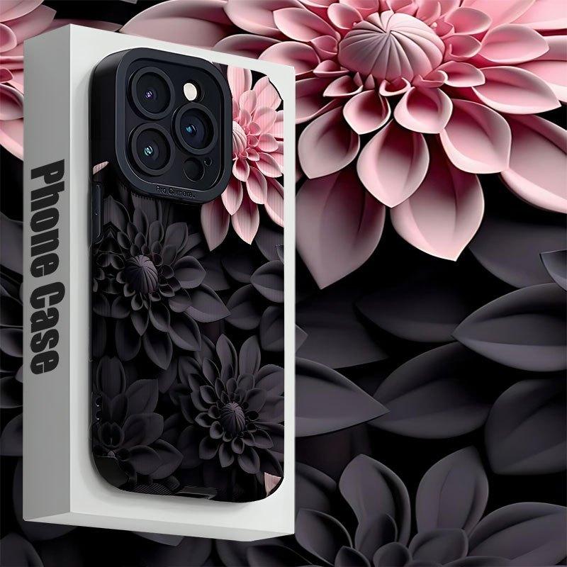 Pink And Black 3D Floral Pattern Phone Case Iphone 17 , AIR, ,Pro , Pro Max Designed to Be Shockproof, Dirt-Resistant, And Provide Full Protection, Smartphone Case, Mobile Phone Love Vertical, Case Max, Aesthetic Ph, Carnation Case For