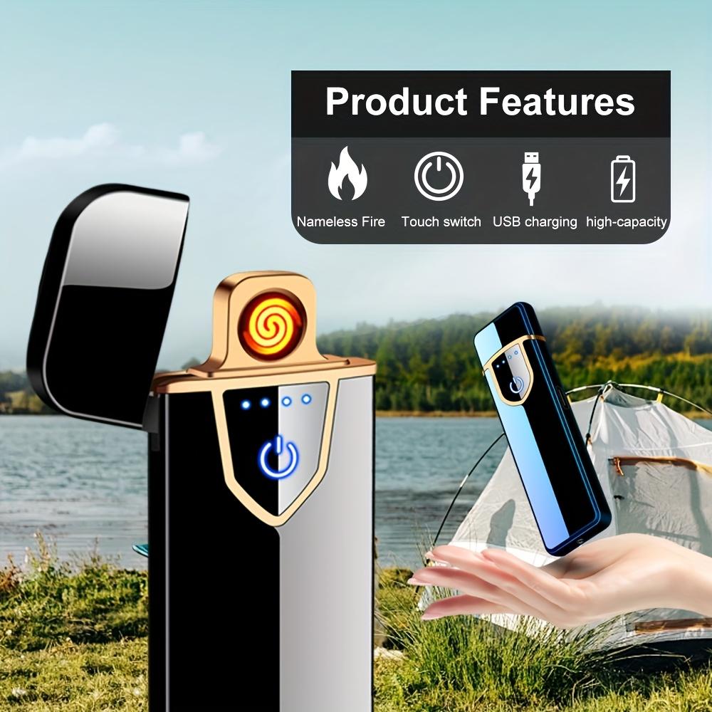 Smart Sensor Lighter, Windproof USB Rechargeable + 3s Instant Heating Coil Lighter with Power Indicator, 2pcs