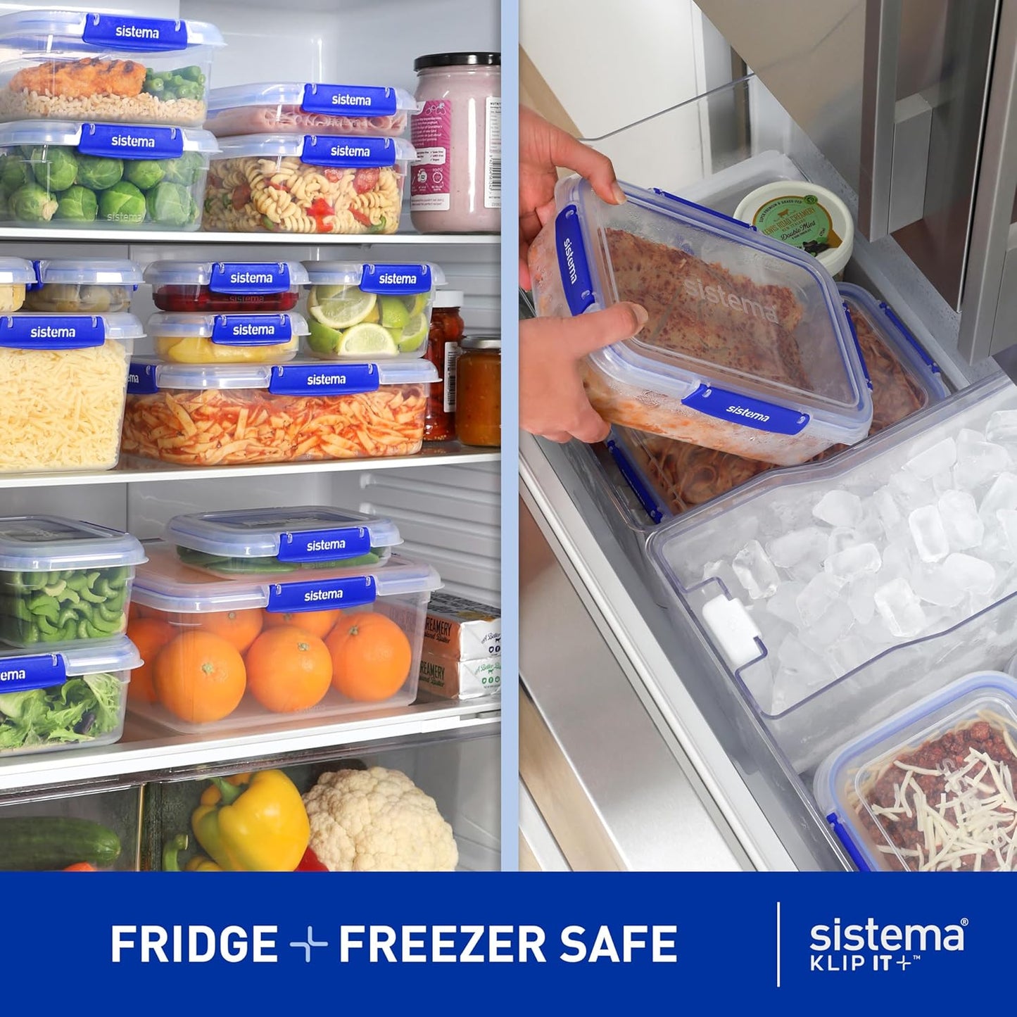 Sistema KLIP IT plus Leakproof Food Storage Containers | 1 L | Airtight, Stackable & Nestable Meal Prep Containers with Lids | School Lunch Boxes | 3 Count Newell Brands
