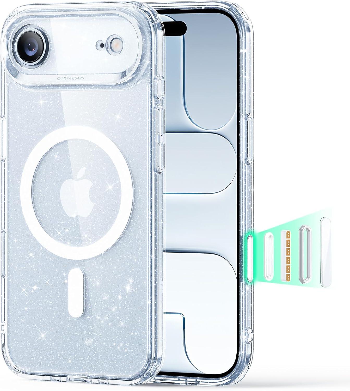 ESR iPhone 17 Pro Case Military-Grade Drop Protection Shock-Absorbing Air Guard Corners Camera Control Cover Magsafe Compatible Hybrid Series Clear Acrylic Magnetic Wireless Casing
