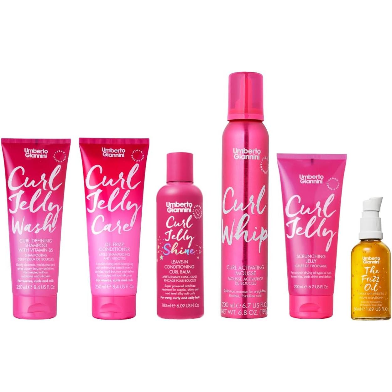Umberto Giannini Curl Jelly Hair Kit - Includes 4 Products to Wash + Style Your Curls - Cult Favorite Curl Jelly - Shampoo, Conditioner, Curl Cream - for Curls, Waves & Coils
