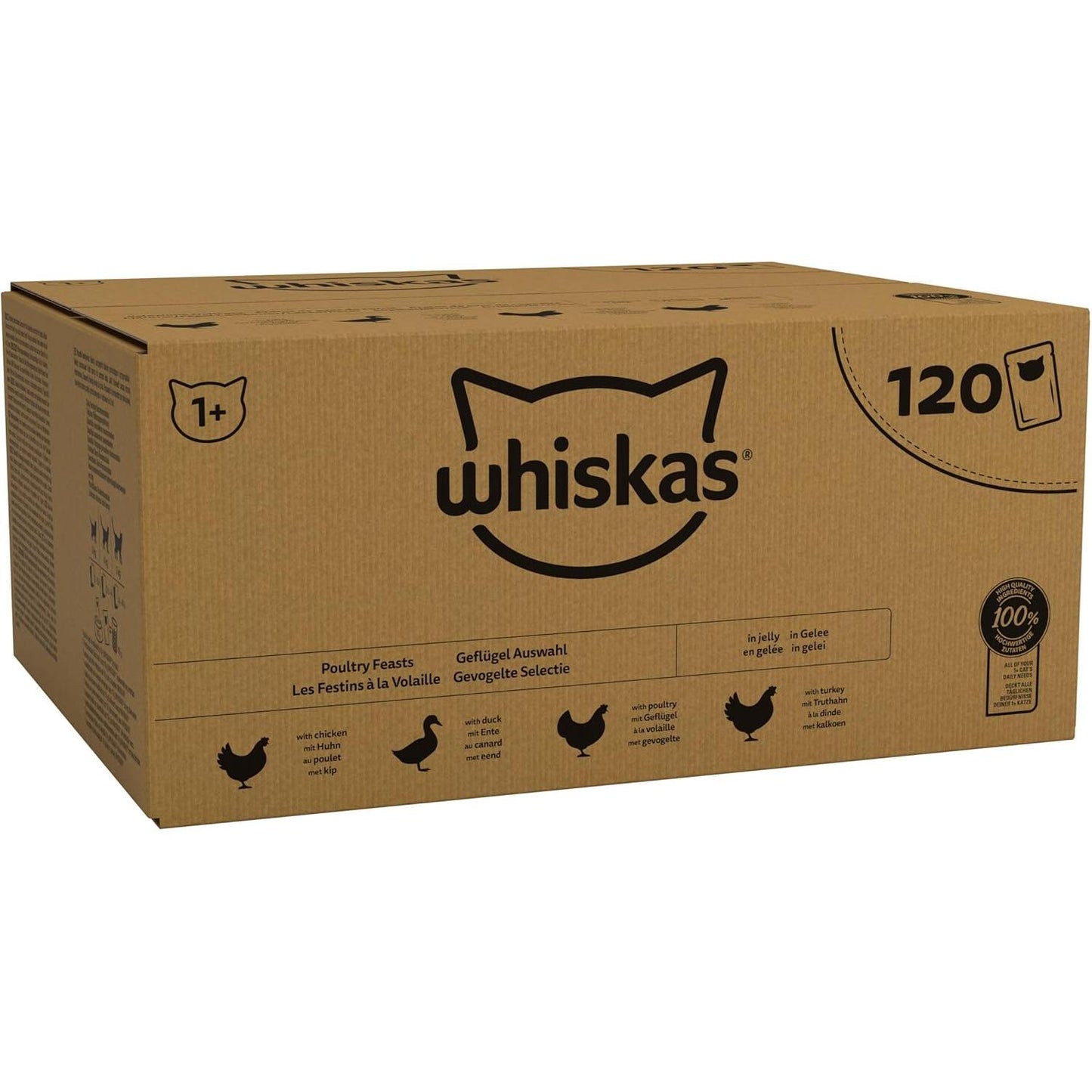 Whiskas 1+ Adult Classic Selection in Gravy 84 Pouches, Adult Wet Cat Food, Megapack (84 X 85 G) whiskas