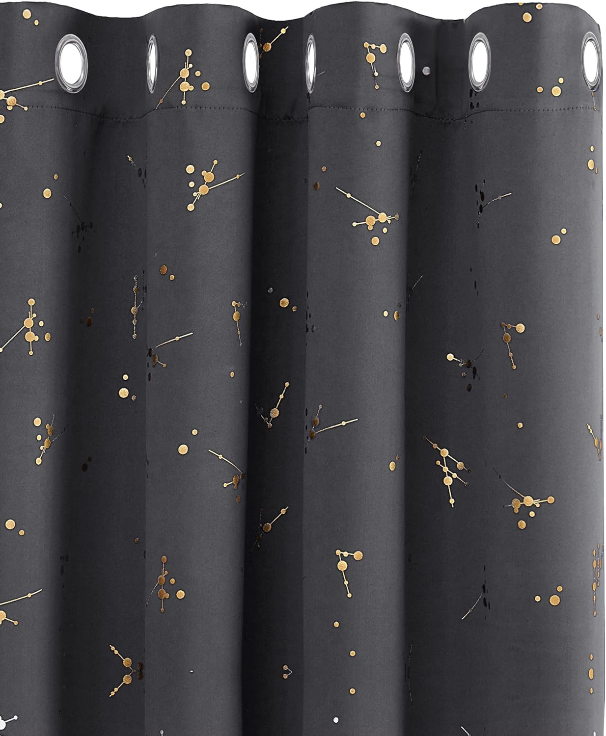 Deconovo Eyelet Blackout Curtains, Gold Constellation Printed Curtains Thermal Insulated