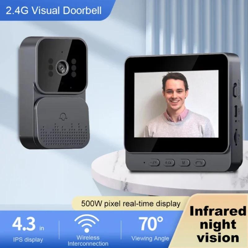 Doorbell Video Intercom Camera Inteligente Wireless by Bell Night Vision 4.3Inch Screen for Security Smart Home Apartment No brand