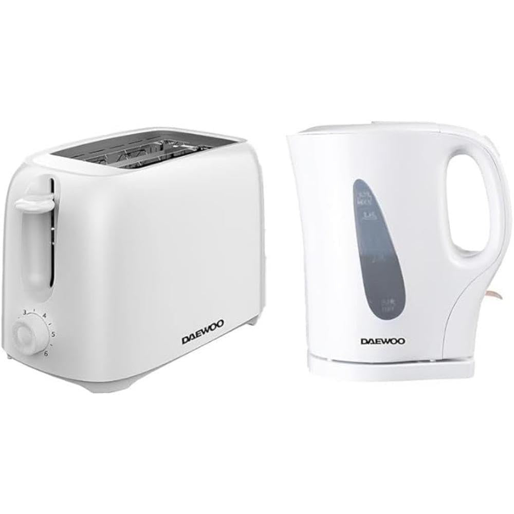 Daewoo Essentials 1.7L Fast Boil Electric Kettle – White Plastic Cordless Jug with Auto Shut-Off & Boil-Dry Protection, Compact, Easy to Use & Clean