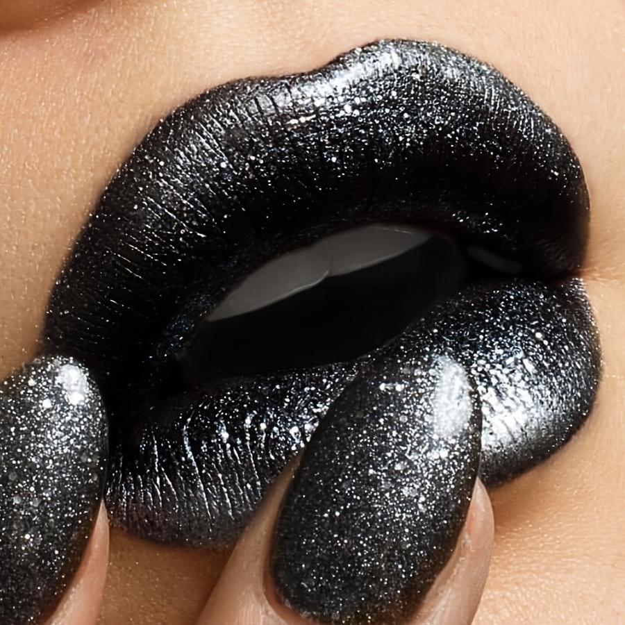 Halloween Waterproof, Long-Lasting 1pc Shimmering Black Lipstick | Pearlescent Lip Gloss, Easy to Apply, Non-Sticky Paste for All Skin Types, Shiny Finish