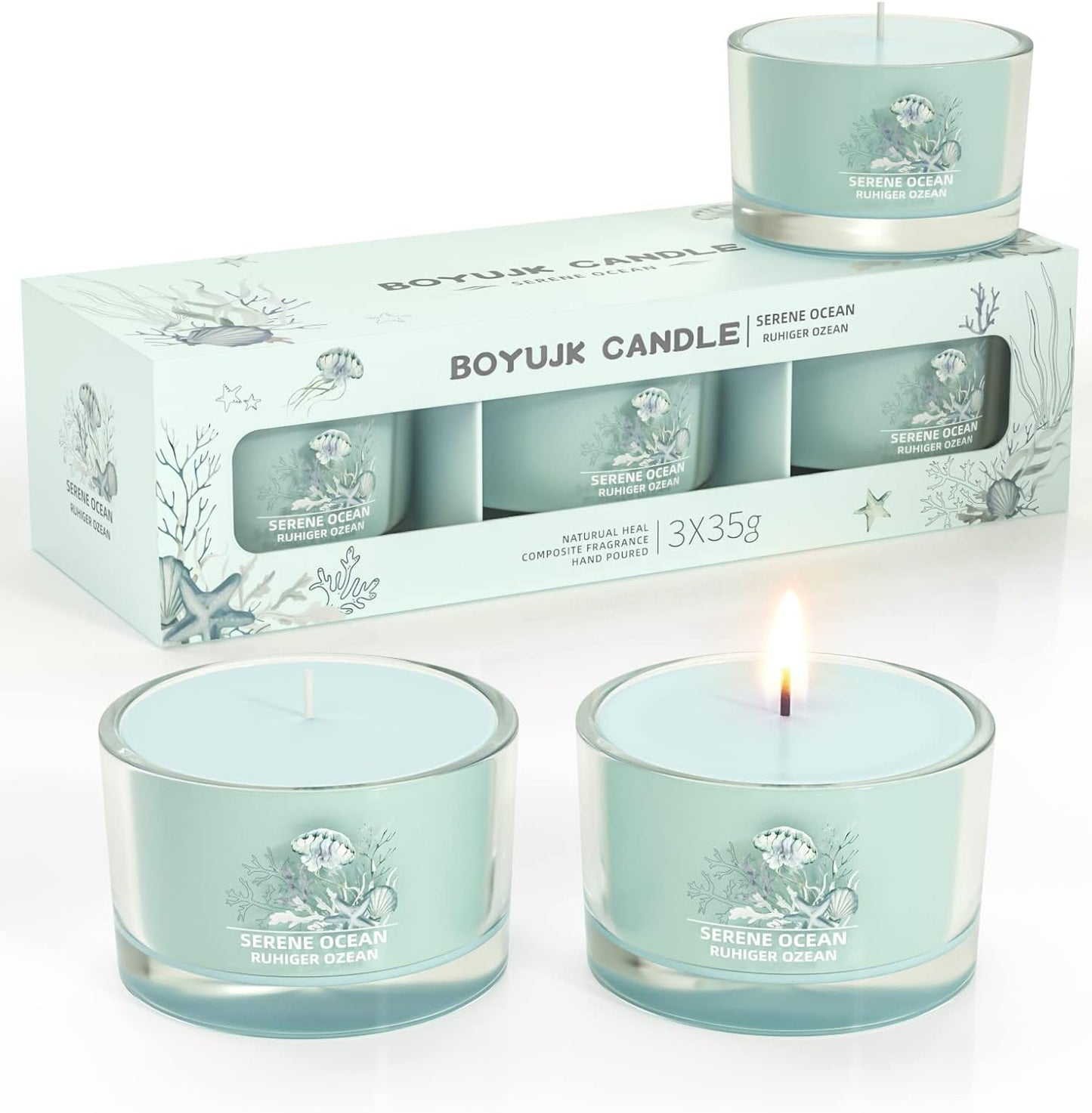 BOYUJK Scented Candles Gift Set for Anxiety | 3 Scented Filled Votive Candles | Relaxation Gifts for Women (Pink Season Collection)