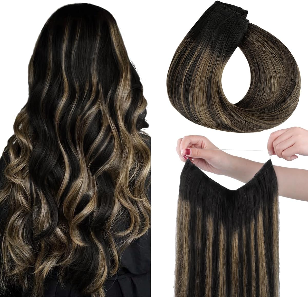 Invisible Wire Hair Extensions – Real Human Hair Hidden Realistic Piece
