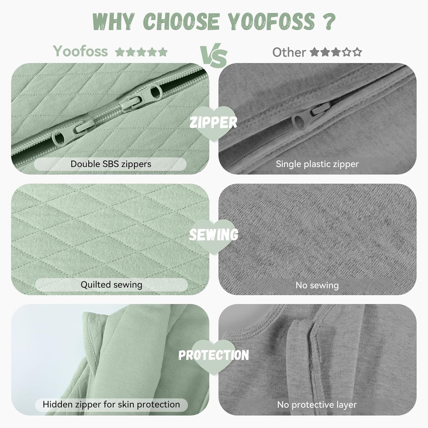 Baby Sleeping Bag 6-12 Months 100% Cotton TOG 2.5 Winter Toddler Sleep Sack Wearable Blanket for Infant Toddler Green