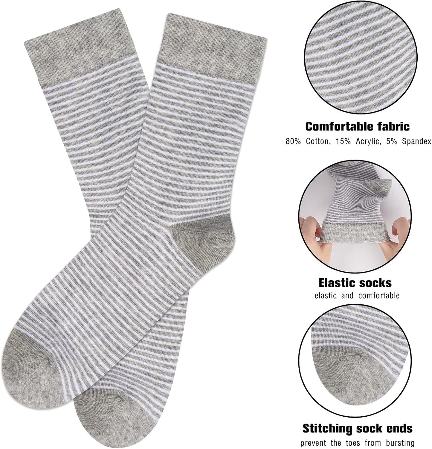 Chalier 10 Pairs Womens Socks Cotton Soft Ladies Patterned Stripes and Spotts Socks for Womens Girls, Orange, One Size