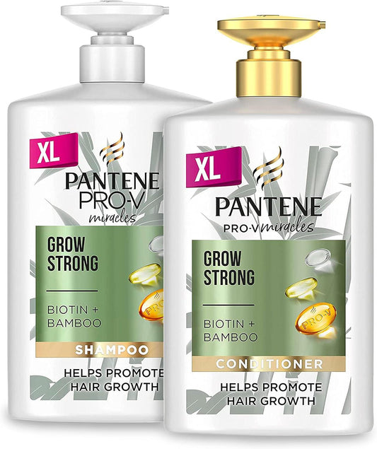 Pantene Grow Strong Shampoo and Conditioner Set, XL Hair Growth Damaged Hair 2X 1L