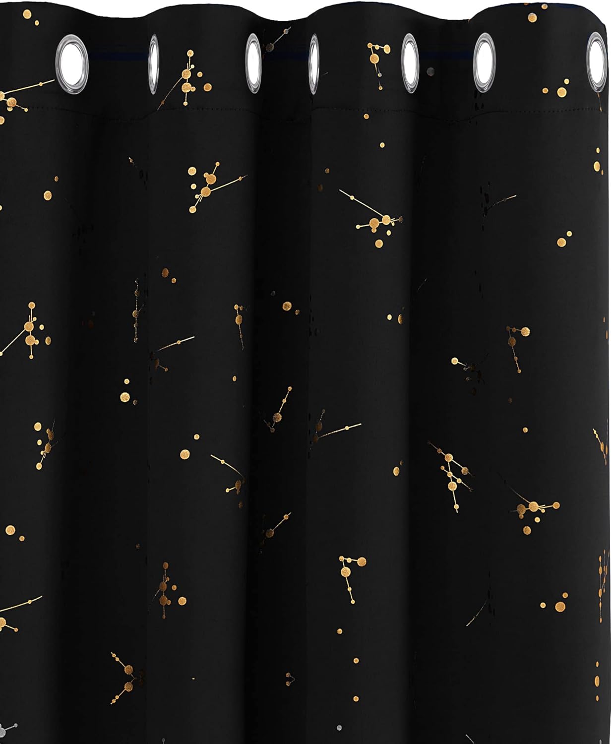 Deconovo Eyelet Blackout Curtains, Gold Constellation Printed Curtains Thermal Insulated Curtains for Bedroom, 46 X 54 Inch(Width X Length), Light Grey, 2 Panels