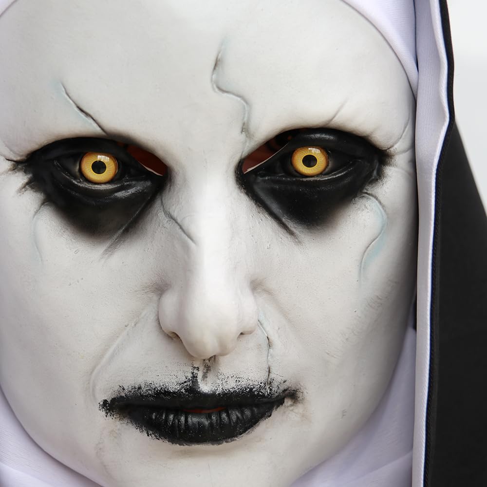 ZDOVLZZPON Halloween Nun Full Head Latex Mask for Scary Party Cosplay Mens Masquerade