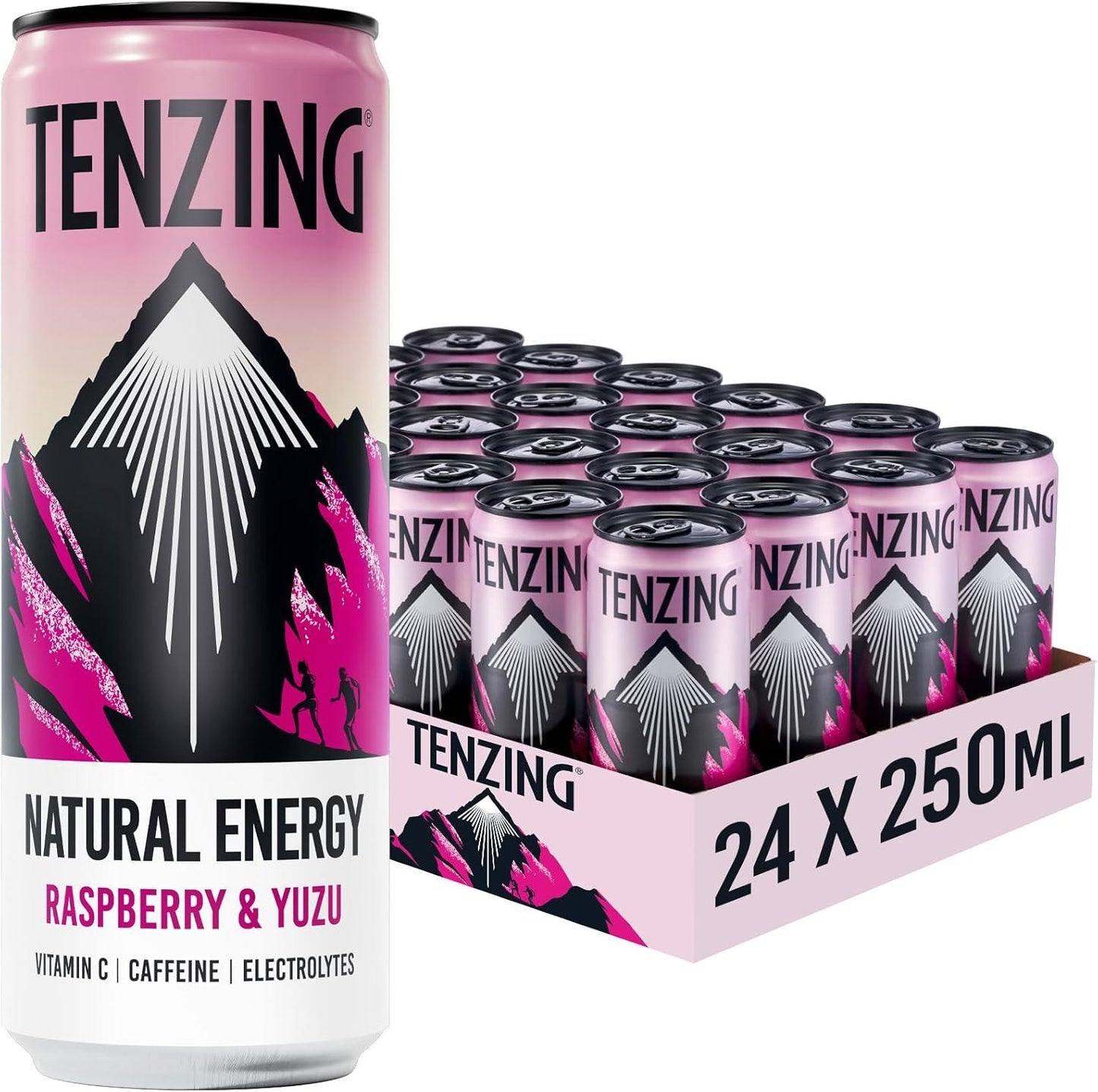TENZING Natural Energy Drink, Plant Based, Vegan, & Gluten Free Drink, Pineapple & Passionfruit, 330Ml (Pack of 12) - Packaging May Vary Tenzing