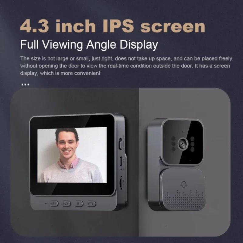 Doorbell Video Intercom Camera Inteligente Wireless by Bell Night Vision 4.3Inch Screen for Security Smart Home Apartment No brand