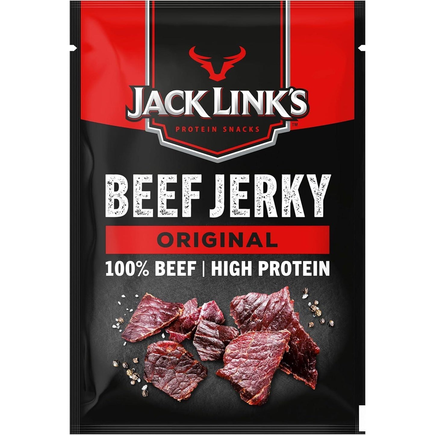 Jack Link'S Beef Jerky, Original Flavour High Protein Meat Snack, Multipack Box of 12 X 25G Packs Link Snacks Inc