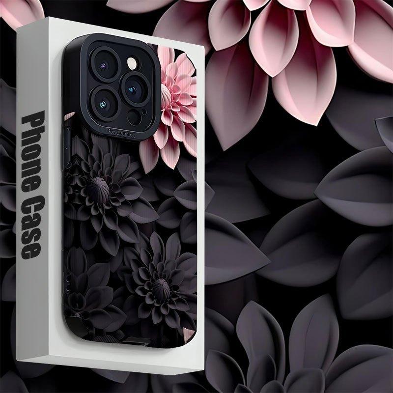 Pink And Black 3D Floral Pattern Phone Case Iphone 17 , AIR, ,Pro , Pro Max Designed to Be Shockproof, Dirt-Resistant, And Provide Full Protection, Smartphone Case, Mobile Phone Love Vertical, Case Max, Aesthetic Ph, Carnation Case For