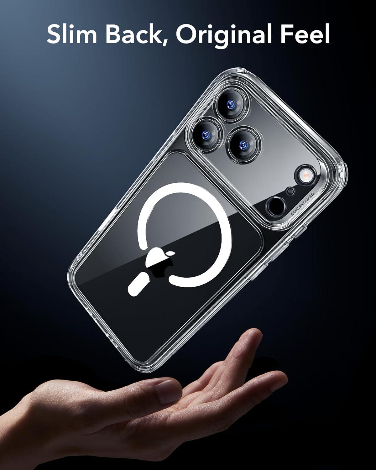 ESR iPhone 17 Pro Case Military-Grade Drop Protection Shock-Absorbing Air Guard Corners Camera Control Cover Magsafe Compatible Hybrid Series Clear Acrylic Magnetic Wireless Casing