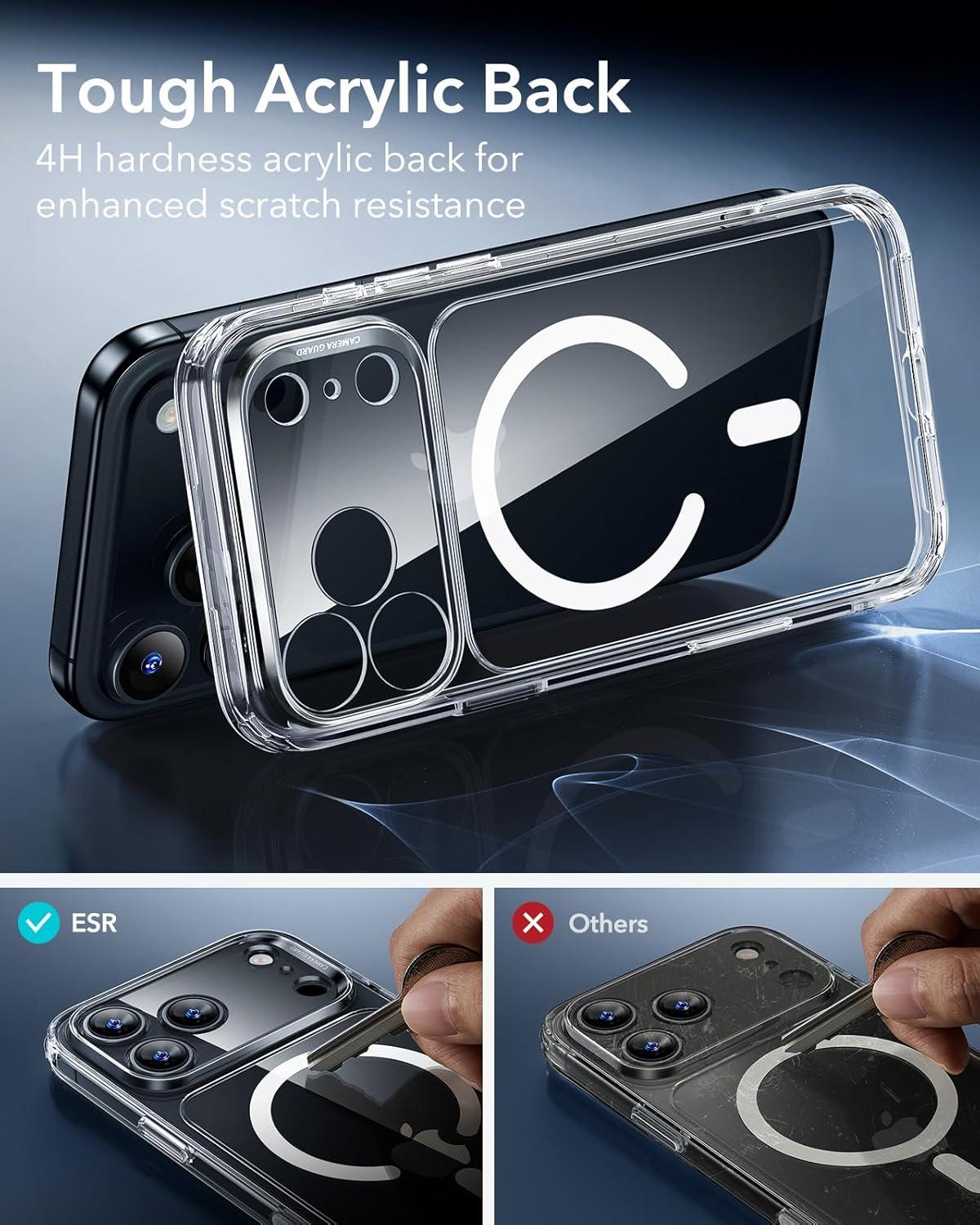 ESR iPhone 17 Pro Case Military-Grade Drop Protection Shock-Absorbing Air Guard Corners Camera Control Cover Magsafe Compatible Hybrid Series Clear Acrylic Magnetic Wireless Casing