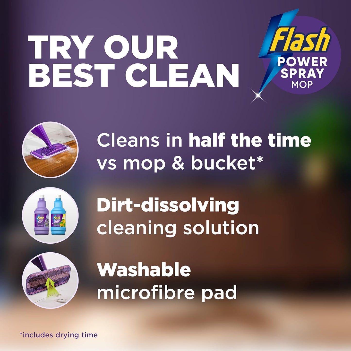 Flash Power Spray Mop Floor Cleaner Starter Kit (1 Washable + 17 Disposable Pads), All-In-One System for Your Floors